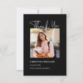 黒モダン写真卒業 サンキューカード (正面)