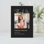 黒モダン写真卒業 サンキューカード (スタンド正面)