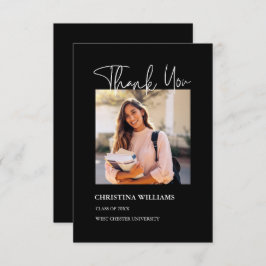 黒モダン写真卒業 サンキューカード