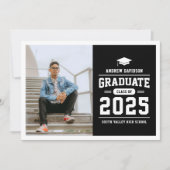 黒モダン写真卒業 案内状 (正面)