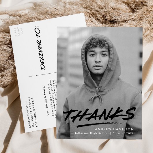 黒モダン写真大卒会 ポストカード