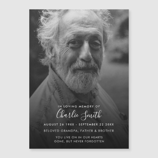 黒モダン写真磁気記念カード (正面)