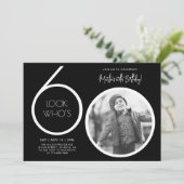 黒モダン写真60番目の誕生日招待状 招待状 (スタンド正面)