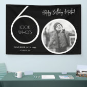 黒モダン写真60th誕生日バナー 横断幕 (トレードショー)