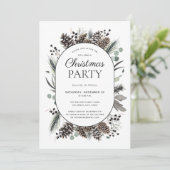 黒モダン冬ピネコーンクリスマスパーティー 招待状 (スタンド正面)