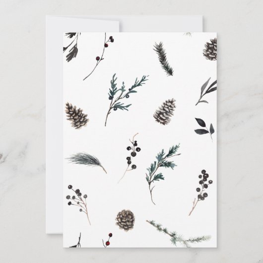 黒モダン冬ピネコーンクリスマスパーティー 招待状 (裏面)