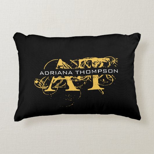 黒モダン動揺して色と金ゴールドモノグラムの アクセントクッション (正面)