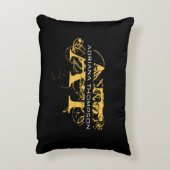 黒モダン動揺して色と金ゴールドモノグラムの アクセントクッション (裏面(縦))