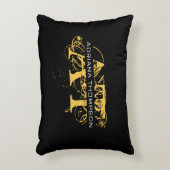 黒モダン動揺して色と金ゴールドモノグラムの アクセントクッション (正面(垂直))