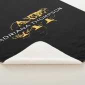 黒モダン動揺して色と金ゴールドモノグラムの シェルパブランケット (3/4)