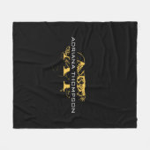 黒モダン動揺して色と金ゴールドモノグラムの フリースブランケット (正面(横))