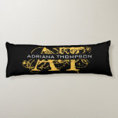 黒モダン動揺して色と金ゴールドモノグラムの ボディピロー (裏面)