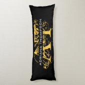 黒モダン動揺して色と金ゴールドモノグラムの ボディピロー (裏面 (縦))