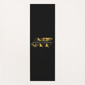 黒モダン動揺して色と金ゴールドモノグラムの ヨガマット (正面)