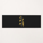 黒モダン動揺して色と金ゴールドモノグラムの ヨガマット (正面(横))