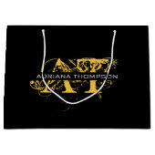 黒モダン動揺して色と金ゴールドモノグラムの ラージペーパーバッグ (正面)