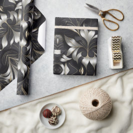 黒モダン包み紙転が ラッピングペーパー