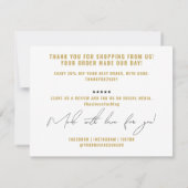 黒モダン包装用インサート サンキューカード (裏面)