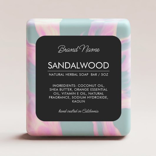 黒モダン化粧品せっけん成分ラベル スクエアシール