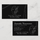 黒モダン化粧顔美容師顔 名刺 (正面/裏面)