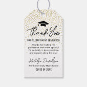 黒モダン卒業ありがとう金ゴールド紙吹雪 ギフトタグ (正面)