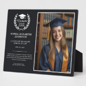 黒モダン卒業ローレルリースエンブレムフォト フォトプラーク (側面)