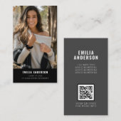 黒モダン卒業写真QRコード情報 コーリングカード (正面/裏面)