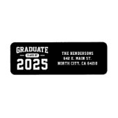 黒モダン卒業差出人住所ラベル ラベル (正面)