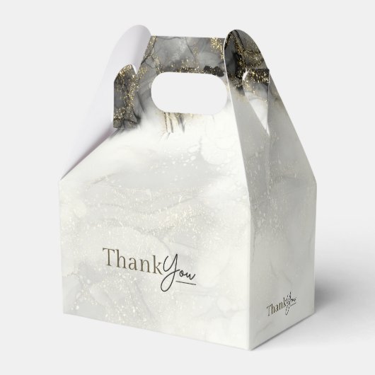 黒モダン印金ゴールドイスラーム結婚の感謝 フェイバーボックス (裏面サイド)