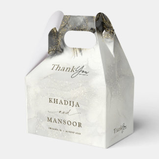 黒モダン印金ゴールドイスラーム結婚の感謝 フェイバーボックス