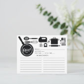 黒モダン台所用品レシピカード ポストカード (スタンド正面)