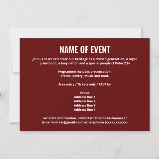 黒モダン史の月の事項写真 招待状 (裏面)