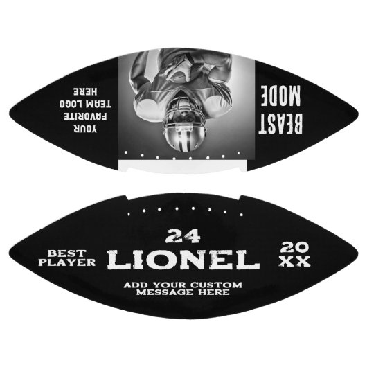 黒モダン名前をカスタムする文字フォトプレーヤー番号 アメリカンフットボール (パネル)