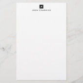 黒モダン四角はっきりした2モノグラムミニマル 便箋 (正面)