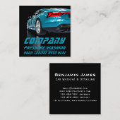 黒モダン圧洗浄移動車洗浄 スクエア名刺 (正面/裏面)