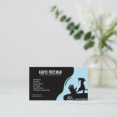 黒モダン圧洗浄移動車洗浄 名刺 (スタンド正面)