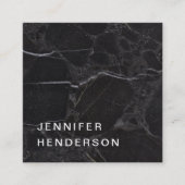 黒モダン大シンプル理石プロフェッショナルミニマル スクエア名刺 (正面)