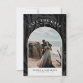 黒モダン大理石のアーチフレーム写真ミニマリスト セーブザデート (正面)