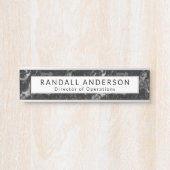 黒モダン大理石のパターン（名前とタイトル） サインプレート (正面)