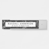 黒モダン大理石のパターン（名前とタイトル） サインプレート (正面)