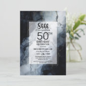 黒モダン大理石サプライズ50th誕生日パーティー 招待状 (スタンド正面)