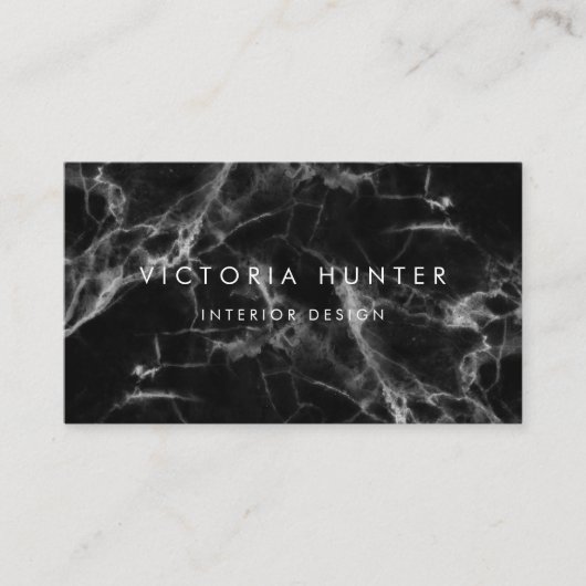 黒モダン大理石シンプルタイポグラフィ 名刺 (正面)