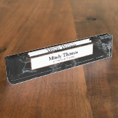 黒モダン大理石フェイクバラ金ゴールド枠 デスクネームプレート (側面)