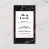 黒モダン大理石フェイクバラ金ゴールド枠 名刺 (裏面)