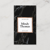 黒モダン大理石フェイクバラ金ゴールド枠 名刺 (正面)