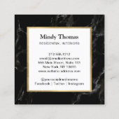 黒モダン大理石フェイク金ゴールド枠 スクエア名刺 (裏面)