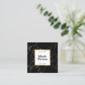 黒モダン大理石フェイク金ゴールド枠 スクエア名刺 (スタンド正面)