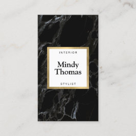 黒モダン大理石フェイク金ゴールド枠 名刺