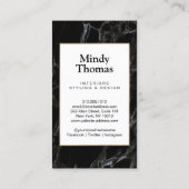 黒モダン大理石フェイク金ゴールド枠 名刺 (裏面)