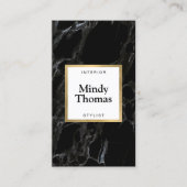 黒モダン大理石フェイク金ゴールド枠 名刺 (正面)